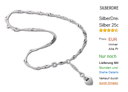 Silberdream Fußkette & Fußkettchen mit Herz 11,95 Euro