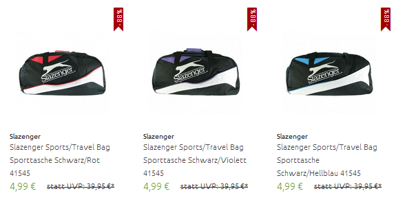Slazenger Sporttaschen nur 4,99 Euro & versandkostenfrei