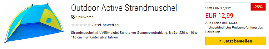 Strandmuschel von Outdoor Active reduziert