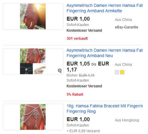 Armband mit Ring: Hand von Fatima