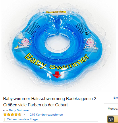 Baby Swimmer, Halsschwimmring ab Geburt