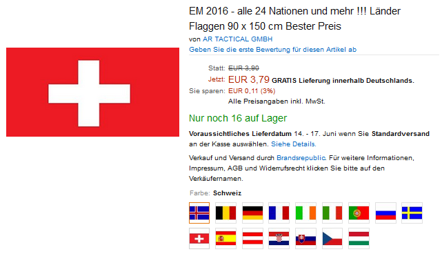 Flaggen für die EM, Deutschland und andere Länder