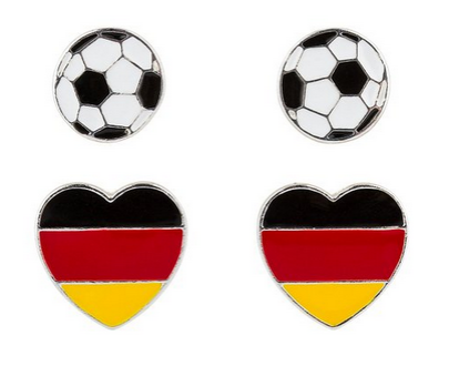 Fußball, Deutschland-Herzen Ohrringe & Ohrstecker