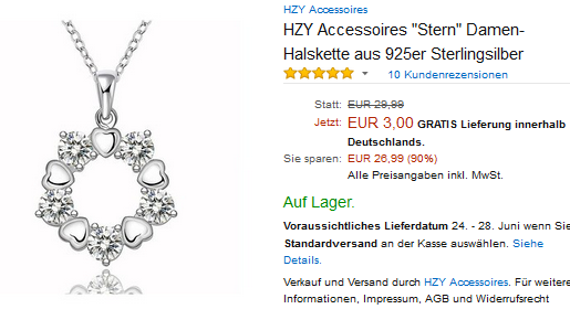 Halskette Stern-Herz-Blume von HZY Accessoires