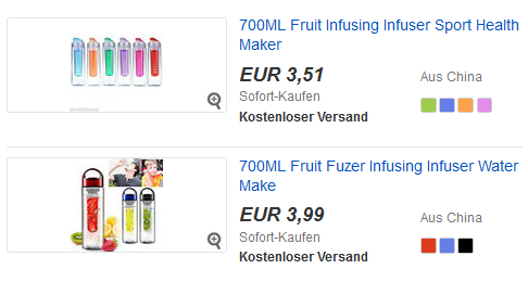 Infuser-Wasserflasche billig als ebay-Gadget