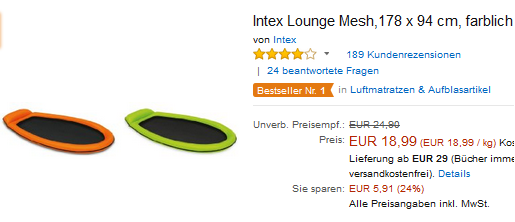 Intex Lounge Mesh günstig bei Amazon