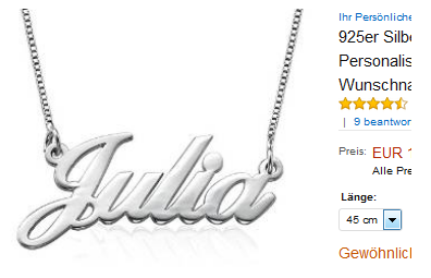 Kette mit eigenem Namen, Wunschnamen günstige Geschenkidee