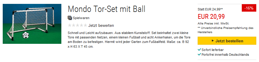 Mondo Tor-Set mit Ball