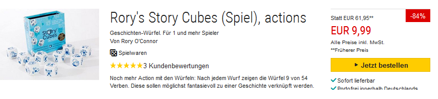 Rorys Story Cubes actions reduizert, versandkostenfrei