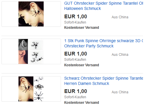Spinnen-Ohrringe & Spider-Ohrstecker