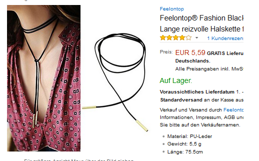reizvolle schwarze Halskette von Feelotop