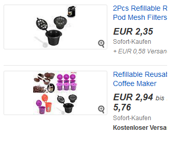 Kapseln für Nespresso, auffüllbar mit Kaffee, wiederbenutzbares Gadget bei ebay