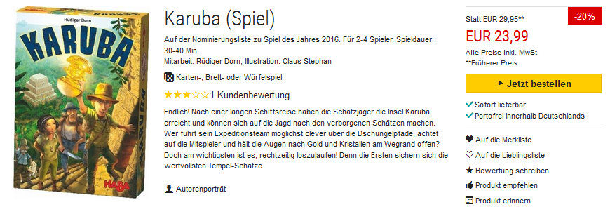 Karuba Gesellschaftsspiel reduziert & versandkostenfrei