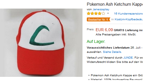Pokemon Mütze, Kappe und Cap