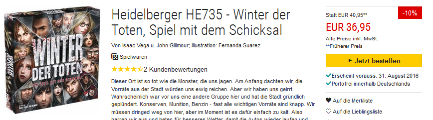 Winter der Toten Spiel reduziert & versandkostenfrei