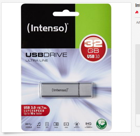 Intenso USB-Stick Ultra Line mit 32 GB nur 7,99 Euro