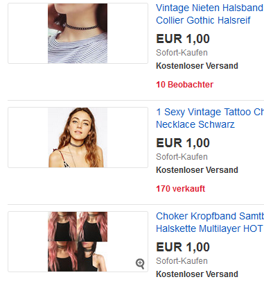 Ketten & Halsbänder für 1 Euro bei ebay - Tattoo, Choker, Henna