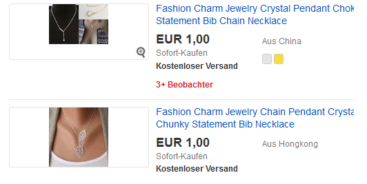 Modeschmuck billig bei ebay - ab 1 Euro