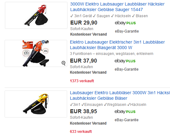 Laubsauger & Laubbläser mit 3000W, billig bei ebay