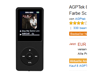 guter MP3-Player billig bei Amazon — Pfennigfuchs.com