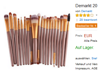 Demarkt Schminkpinsel und Bürsten: 20 Stück nur 4,19 Euro mit Versand