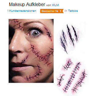 Halloween-Aufkleber genähte Narben nur 1,60 Euro billig, gruselig 