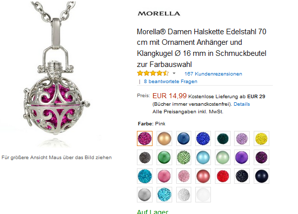 Halskette mit Klangkugel - Geschenkideen für Frauen von Morella