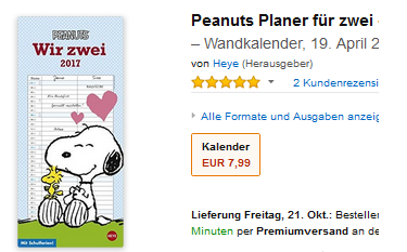 Peanuts & Snoopy Geschenkidee für Verliebte
