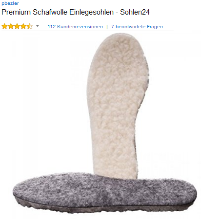 Einlegesohlen aus Schafswolle von Sohlen24 und pbezler günstig bestellen
