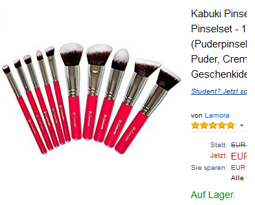 Kabuki Pinselset mit 10 Schminkpunseln reduziert, versandkostenfrei