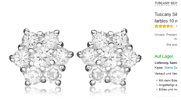 Tuscany Silver Cubic Cluster, Schneeflocken Ohrringe für Frauen reduziert