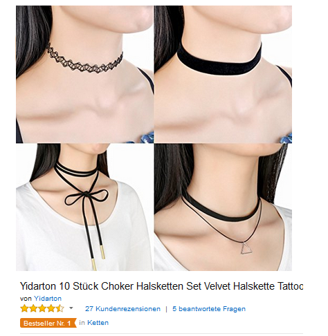 Yidarton Halsketten, Chokerketten, Halsbänder, 10 Stück nur 7,99 Euro