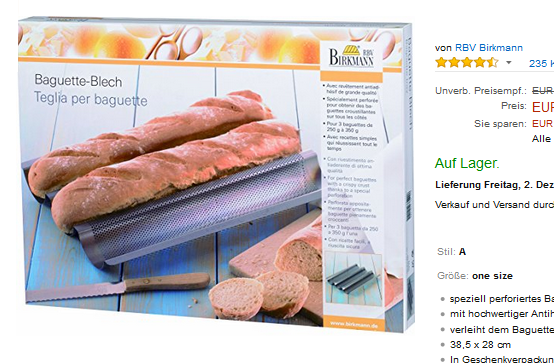 Baguette-Blech von Birkmann