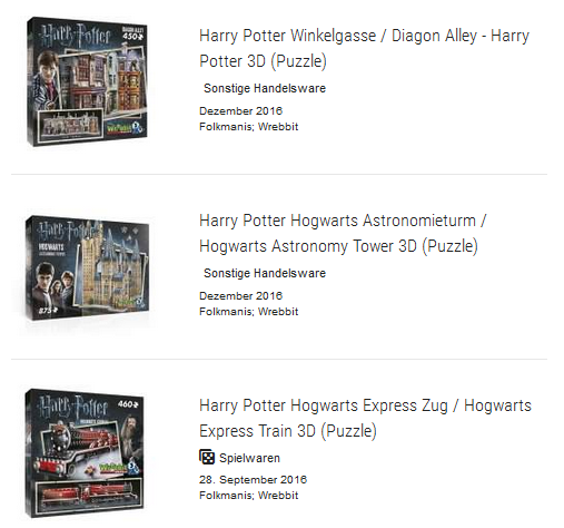 Happy Potter 3D Puzzles versandkostenfrei
