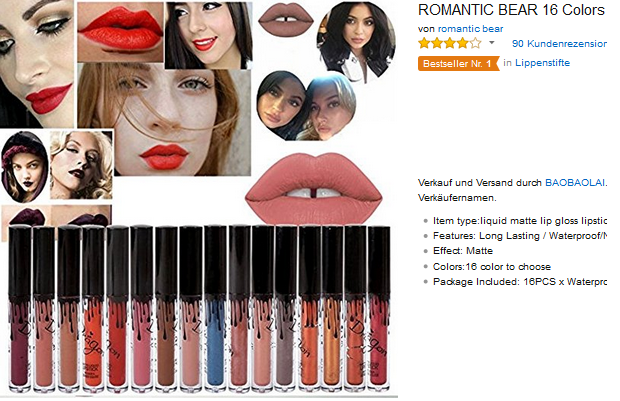 ROMANTIC BEAR 16er-Set Lippenstift & Lipgloss