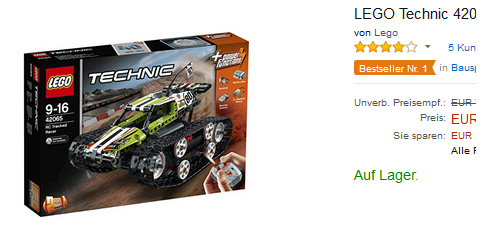 LEGO Technic 42065 schnell sein, reduziert