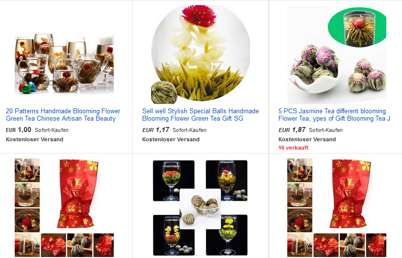 ErblühTee, Blooming Flower Balls Tea, Screenshot ebay.de