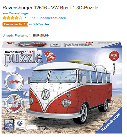 VW Bus T1 3D Puzzle reduziert