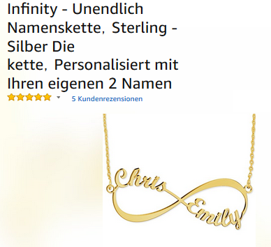 Geschenkidee für Verliebte und Paare Infinity-Kette unendliche Liebe individuell