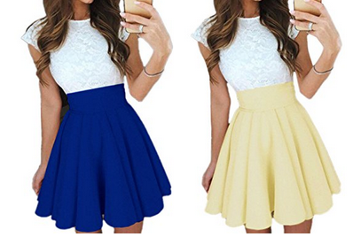 ECOWISH Sommerkleid mit abgesetzter Spitze