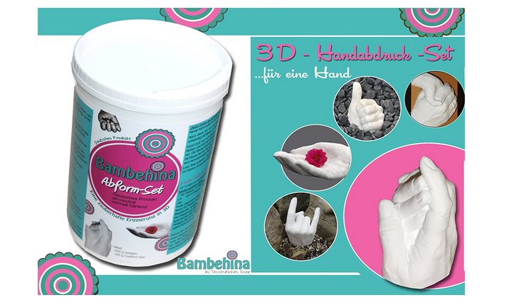 3D-Handabdruck-Set von Bambehina bei Amazon