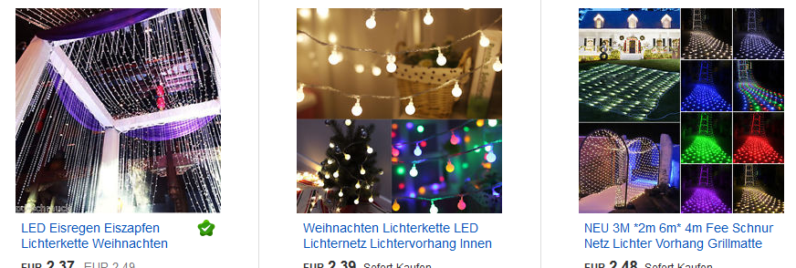 LED-Lichtvorhänge - ebay.de Screenshot