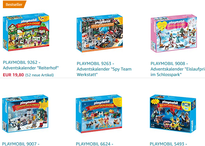 playmobil Adventskalender - nach Preis geordnet bei Amazon!