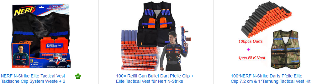Tactical Vest für Nerf N-Strike Schützen, ebay.de Screenshot