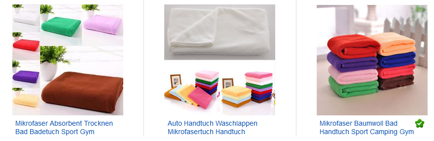 Mikrofaser-Handtücher extrem billig + versandkostenfrei + ebay.de Screenshot