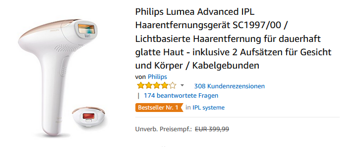 Philips Lumea Advanced IPL Haarentfernungsgerät SC1997