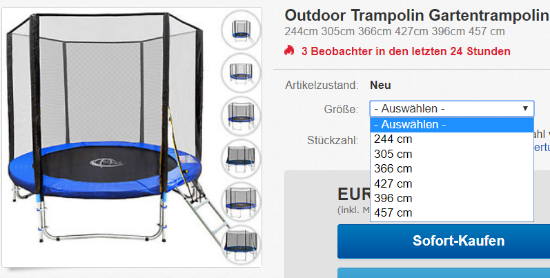 Gartentrampolin billig bei ebay