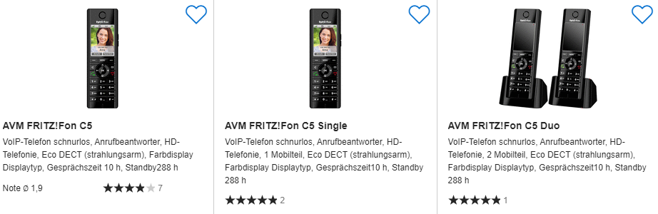 Preisvergleich zu AVM FRITZ!Fon C5 DECT Telefon