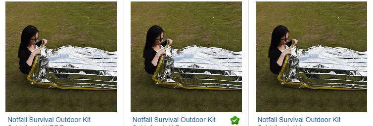 ebay.de Screenshot + Notfall Survival Schlafsack