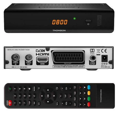 THOMSON THC301 HD Receiver für digitales Kabelfernsehen DVB-C Full HD 